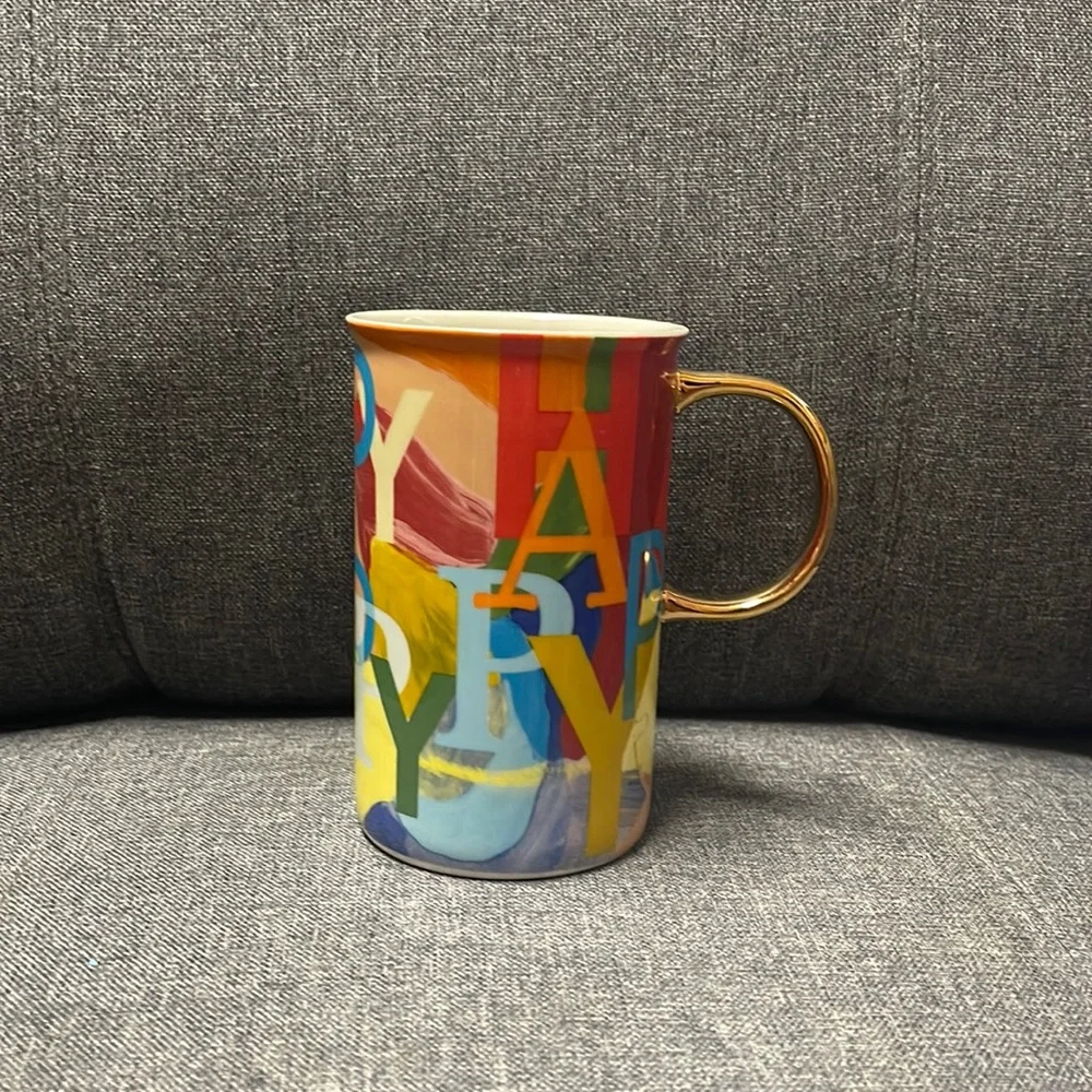 Anthropologie Happy Latte Coffee Mug
